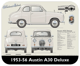 Austin A30 2 door Deluxe 1953-56 Place Mat, Small